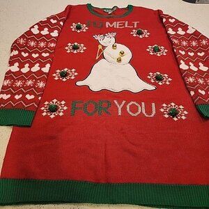 Christmas Sweater Tunic Tis The Season Snowman “Id Melt For You” Size XL Snowman